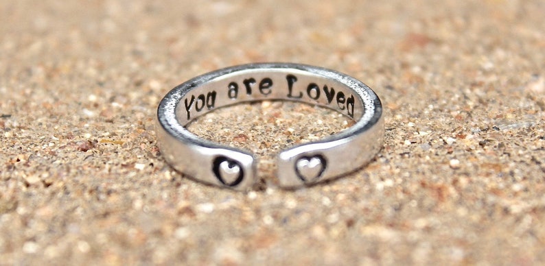 Perfect Gift for Inspiration You are Loved Inspirational and Adjustable Ring