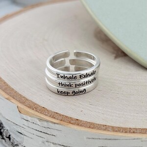 Inspirational Adjustable Silver Ring, Customizable Ring Inside and Out, 925 Sterling or Aluminum Ring, Personalized Adjustable Stacking Ring Bild 15