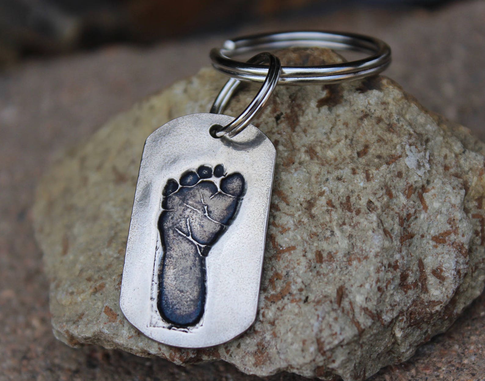 Baby Footprint Keychain Fathers Day Gift Baby's Real Etsy