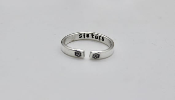 Sisters Ring Solid Sterling Silver Adjustable Sister Ring Thin