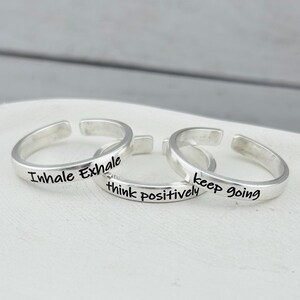 Inspirational Adjustable Silver Ring, Customizable Ring Inside and Out, 925 Sterling or Aluminum Ring, Personalized Adjustable Stacking Ring Bild 16