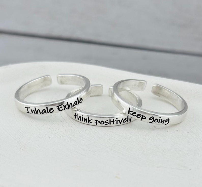 Inspirational Adjustable Silver Ring, Customizable Ring Inside and Out, 925 Sterling or Aluminum Ring, Personalized Adjustable Stacking Ring Bild 16