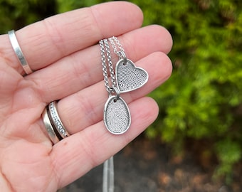 Fingerprint Necklace Set, Sisters Gift, Best Friend Gift, Matching Sisters Gift Set,  Unique Gift Idea, Mother's Day Gift, Sympathy Gift