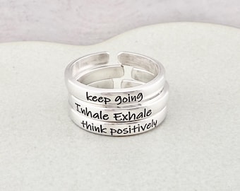 Custom Ring with an Adjustable Band: Sterling Silver or Aluminum, Choose your own engraving