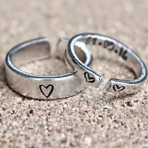 Couple Ring Set, Matching Ring Set, Ring for Boyfriend, Girlfriend Gift, Anniversary gift, Date Ring, Couple Jewelry, Jewelry for couples image 3