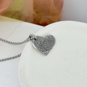 Sterling Silver Fingerprint Heart Charm: Personalized Keepsake