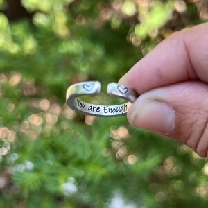 Vous êtes assez bague, bague inspirante et réglable, cadeau pour linspiration, bague inspirée du yoga, je suis assez bague, bijoux de motivation image 10