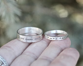 Couples Ring Set, Valentine's Day Gift, Morse Code Message Rings, Unisex Rings, Him and Him, Him and Her, Her and Her, Nonbinary gift