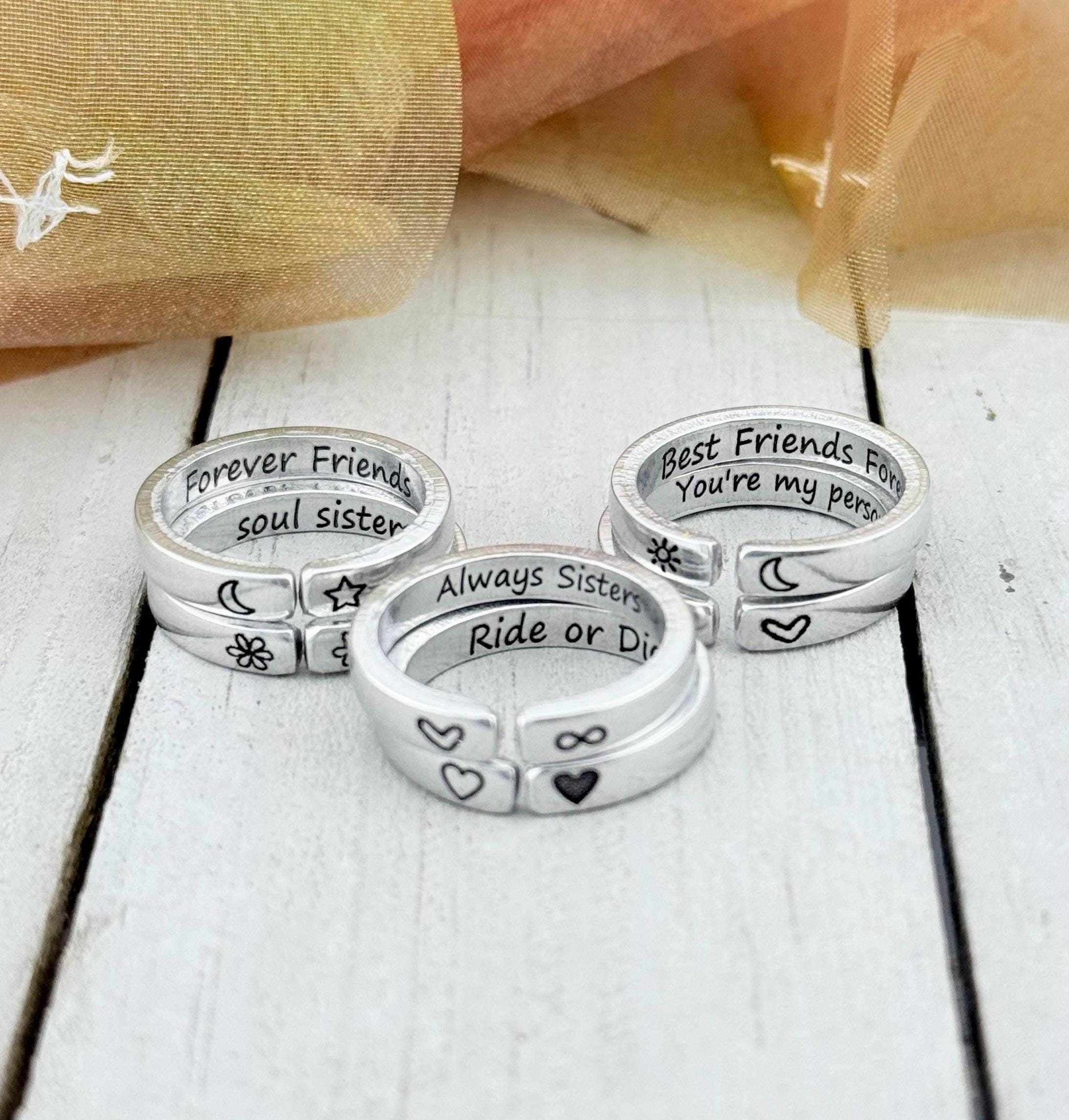Friendship Rings With Names Personalized Name Ring For Women - Custom Adjustable Promise Ring With ...