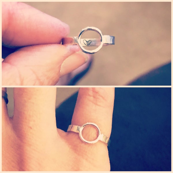 Simple Circle Ring, heart inside, Unique gift for friend, Boho style Ring, Cutout Circle Ring, Gift for Sister, Gift for Her, Anniversary