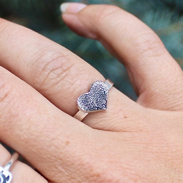 Pawprint Heart Ring, Portion of a Paw Print, Actual Paw Print, Paw Print Ring, Paw Print Impression, Real Pawprint Heart Ring, Sterling