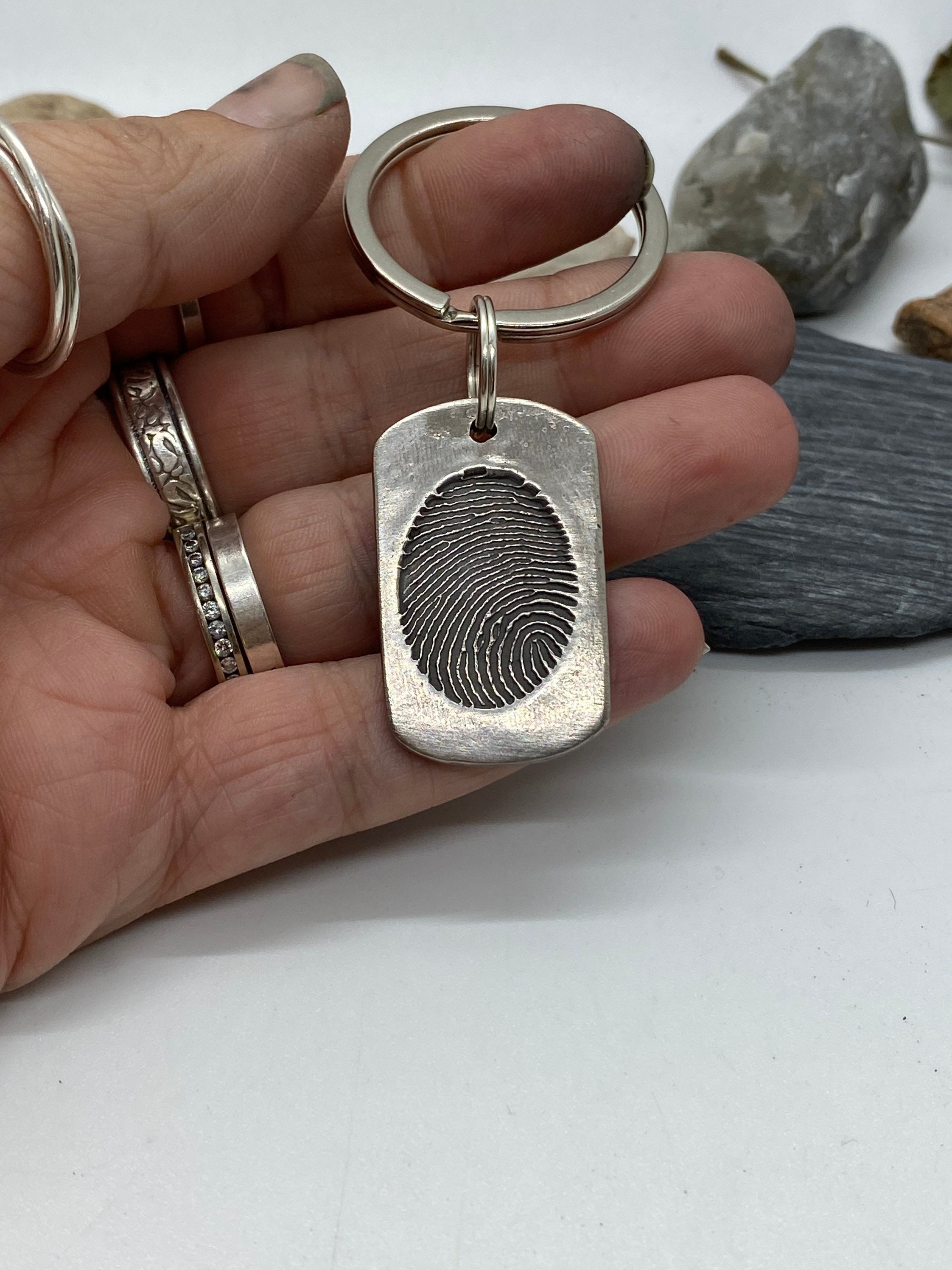 Fingerprint memorial keychain sale