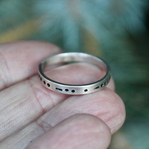 Morse Code in Sterling Silver, You Customize up to 20 Dots & Dashes Ring, Secret Message in Morse Code, Unisex Adult Ring image 5