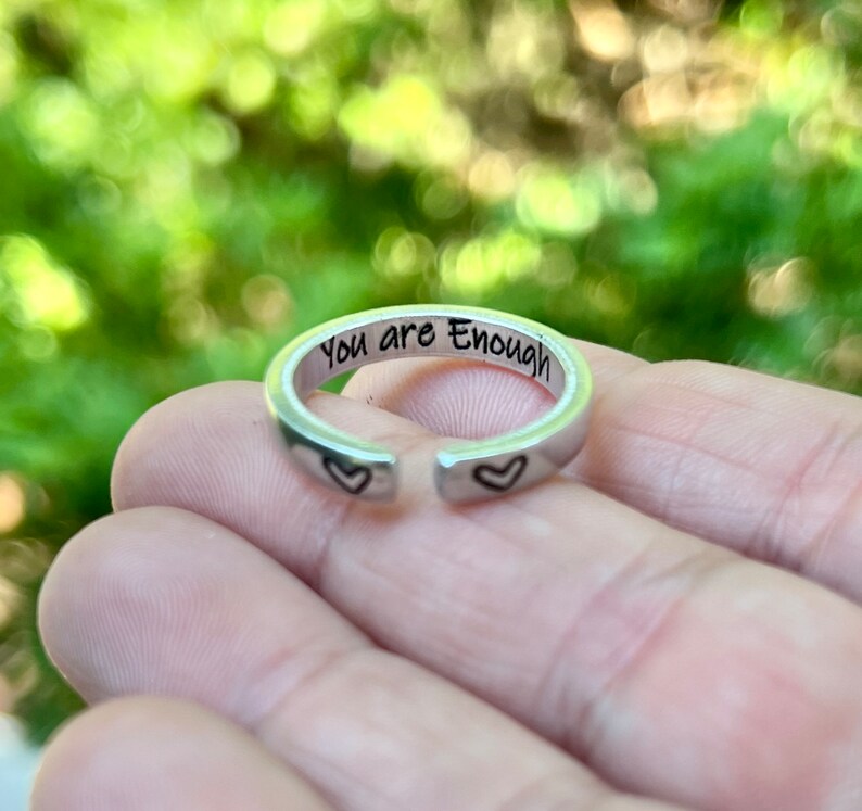 Vous êtes assez bague, bague inspirante et réglable, cadeau pour linspiration, bague inspirée du yoga, je suis assez bague, bijoux de motivation image 8