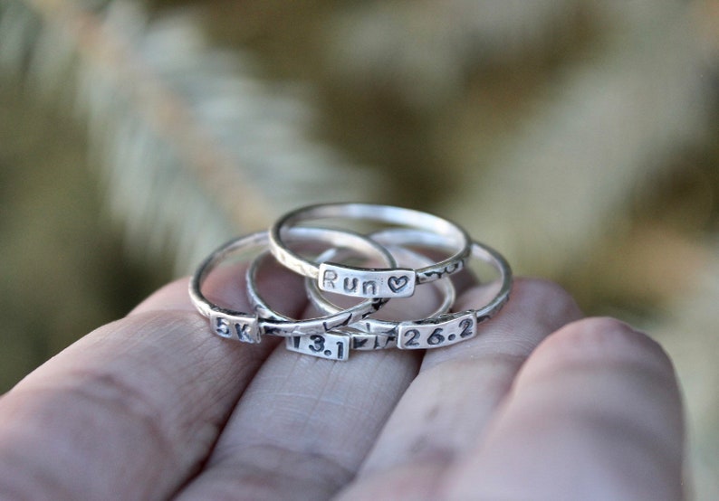 Marathon Ring Rings for Runners Solid Sterling Silver Etsy