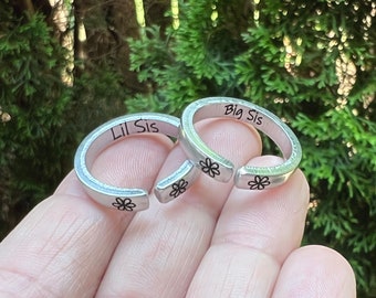 Sister Rings, Big Lil Sister ring, best friend jewelry, best friend rings, Sisters rings, Sister Rings, Two Sister Rings, Big Lil, Two Rings