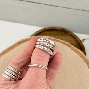 Inspirational Adjustable Silver Ring, Customizable Ring Inside and Out, 925 Sterling or Aluminum Ring, Personalized Adjustable Stacking Ring Bild 17