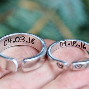 Couple Ring Set, Matching Ring Set, Ring for Boyfriend, Girlfriend Gift, Anniversary gift, Date Ring, Couple Jewelry, Jewelry for couples image 1
