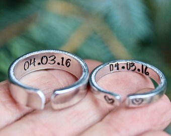 Couple Ring Set, Matching Ring Set, Ring for Boyfriend, Girlfriend Gift, Anniversary gift, Date Ring, Couple Jewelry, Jewelry for couples