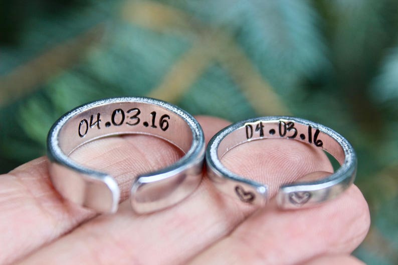 Couple Ring Set, Matching Ring Set, Ring for Boyfriend, Girlfriend Gift, Anniversary gift, Date Ring, Couple Jewelry, Jewelry for couples image 1