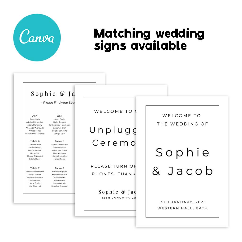 Seating Labels Examples Minimalist Black Border Reserved Chair Tag Template - Minimal Wedding ...