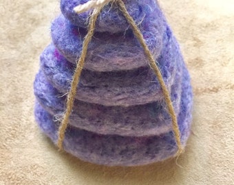 Periwinkle needle felted hearts