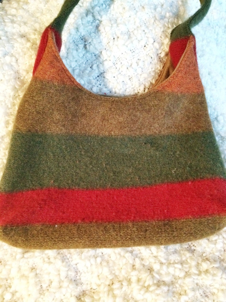 Red green and brown striped shoulder bag image 5