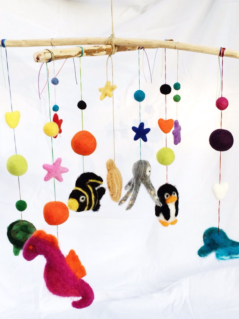 Needle felted sea animal mobilebaby mobilefelted sea animals Etsy