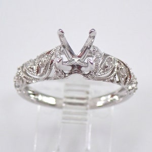 18K White Gold Diamond Engagement Ring Setting Semi Mount Size 7