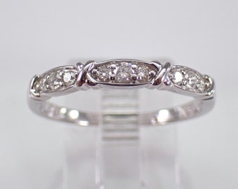 14K White Gold Diamond Wedding Ring - Bridal Stackable Anniversary Band - GalaxyGems Fine Jewelry Gift