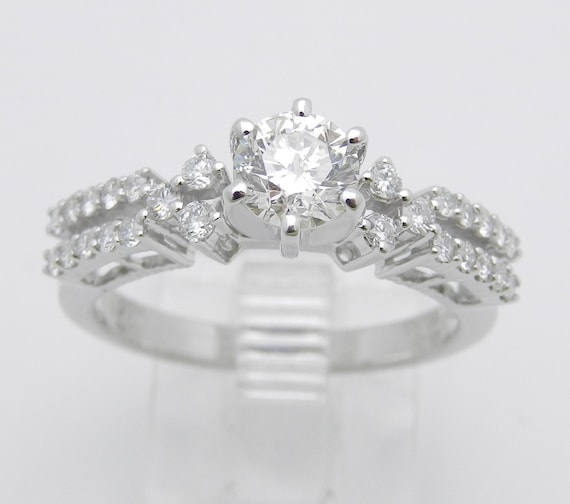 1.15 ct Diamond Engagement Ring 18K White Gold Round Genuine Natural FREE SIZING