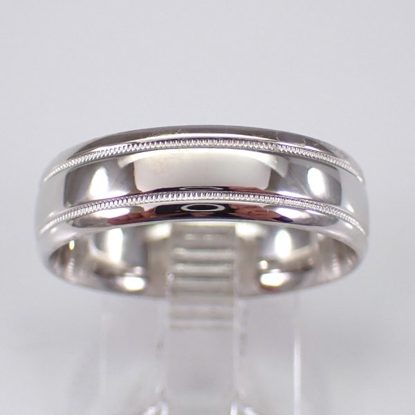 Mens White Gold Wedding Ring, Unisex Simple Anniversary Band, Bridal Jewelry Gift for Him