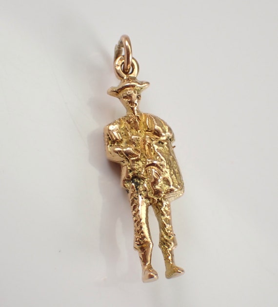 Vintage 18K Yellow Gold Matador Charm - Estate Bullfighter Bull Fighter Pendant - Bracelet or Necklace Gift
