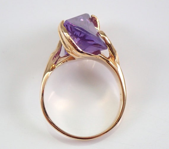 Vintage Alexandrite Solitaire Ring - Solid 14k Ye… - image 5