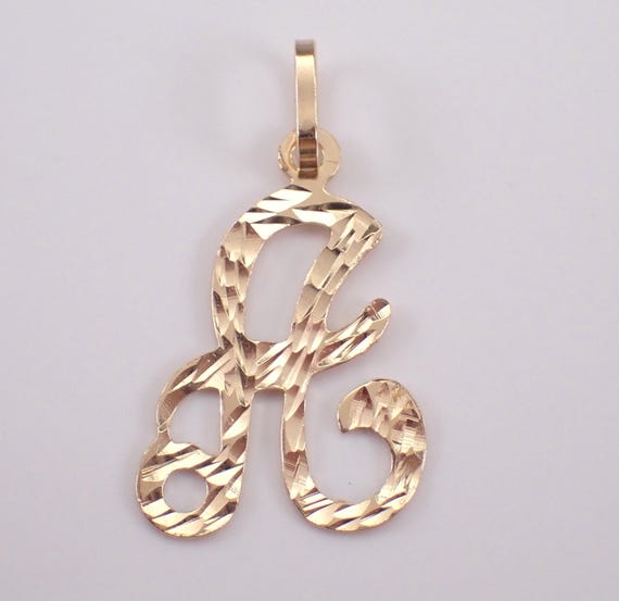 Vintage 14k Yellow Gold A Initial Pendant Charm, Script Letter for Necklace or Bracelet