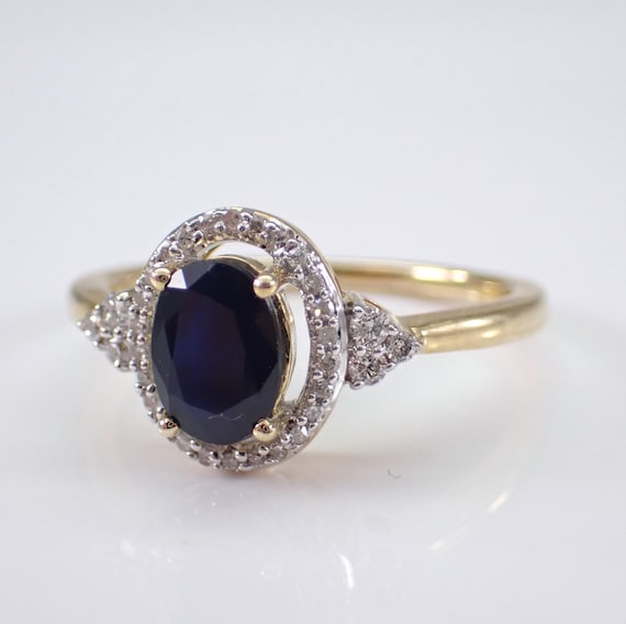 Yellow Gold Sapphire Engagement Ring - Diamond and Gemstone Bridal Setting - September Birthstone Fine Jewelry Gift