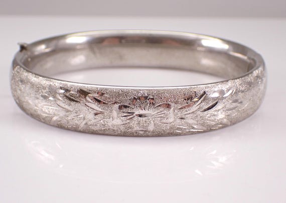 Vintage Sterling Silver Bangle Bracelet - Unique Estate Stackable Jewelry Gift
