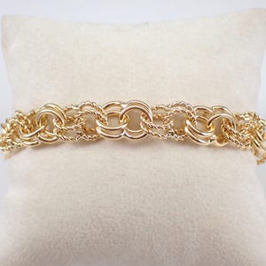 Vintage 14k Yellow Gold Charm Bracelet - Unique Braided Round Link - Estate Fine Jewelry Gift