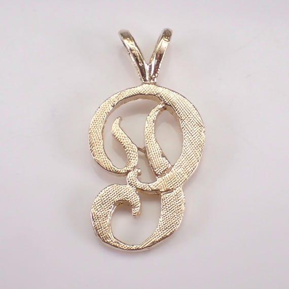Antique Initial Pendant Charm, Vintage 14K Yellow Gold Script Letter Charm for Necklace or Bracelet