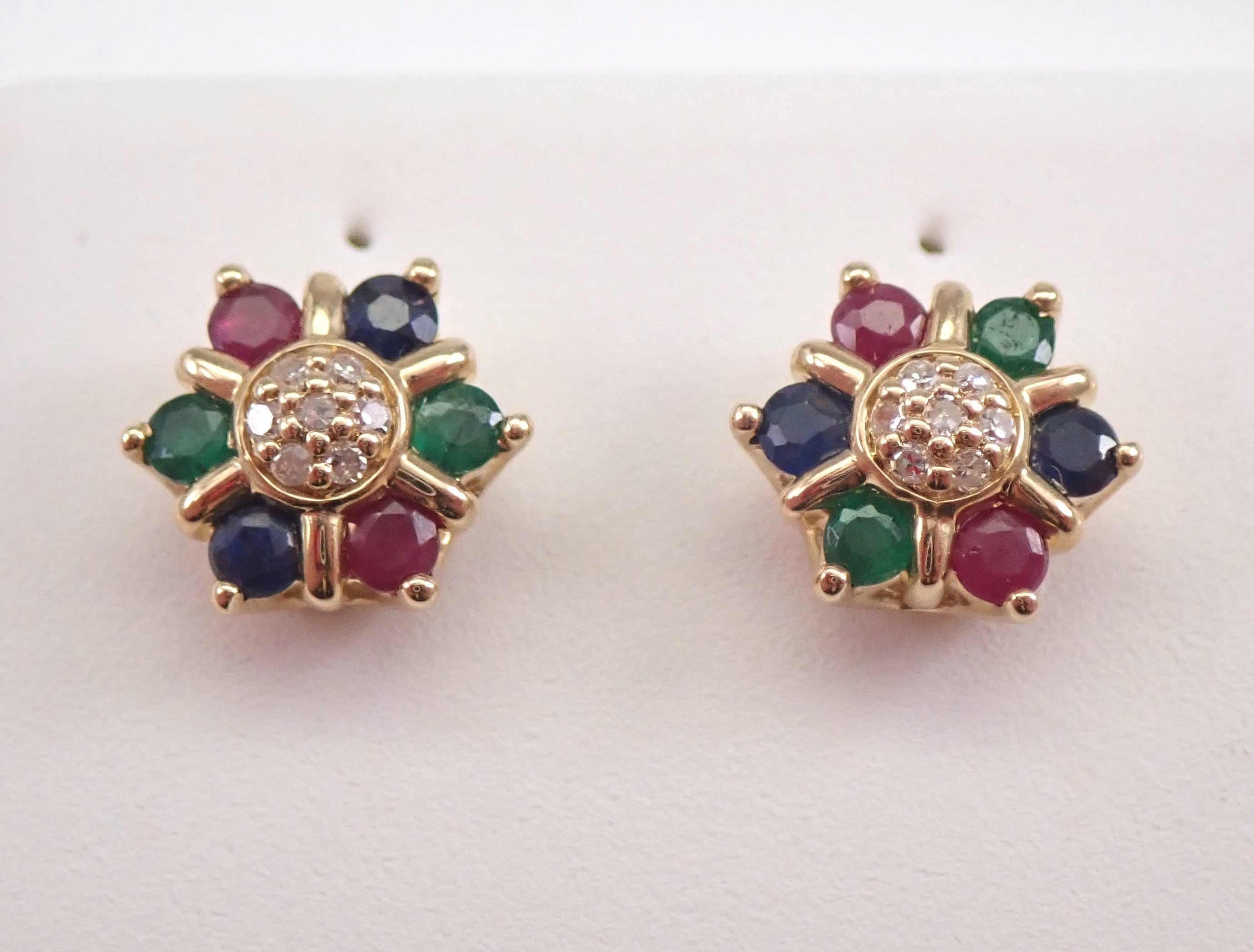 Ruby emerald sapphire earrings outlet