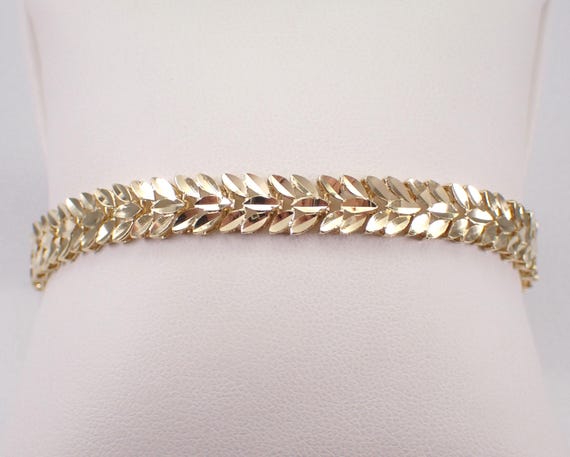 Vintage 14K Yellow Gold Chevron Link Bracelet: Unique Estate V shape Tennis Bracelet