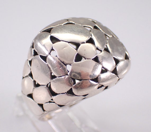 Vintage Sterling Silver Ring - Estate Chunky Dome Band - Unique Birthday Jewelry Gift