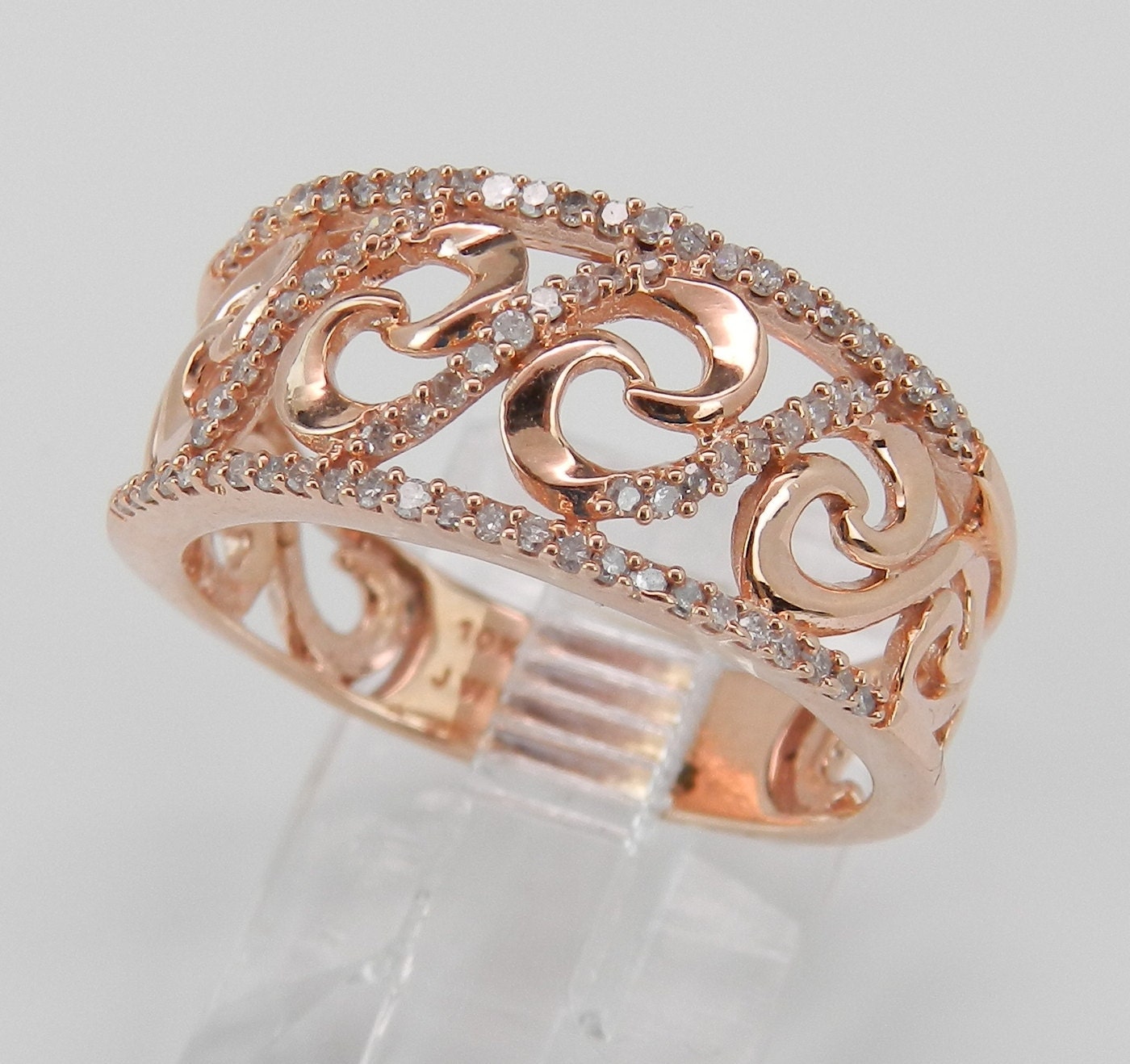 Rose Gold Diamond Anniversary Band Wedding Ring Size 6.75 FREE Sizing