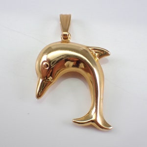 Vintage 14K Yellow Gold Dolphin Charm, Antique Sea Life Charm for Necklace or Bracelet