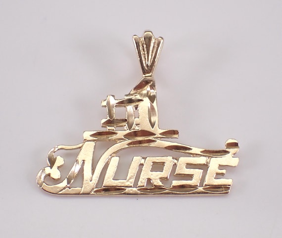 Vintage 14K Yellow Gold #1 Nurse Charm Pendant for Necklace or Bracelet Gift