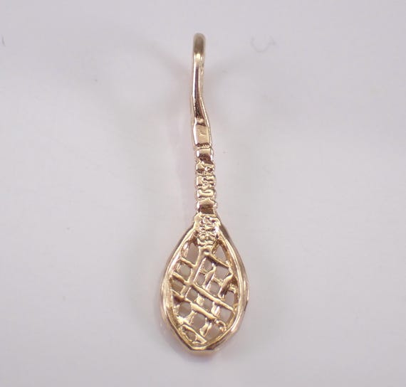 Vintage 14K Yellow Gold Tennis Racket Charm, Estate Badminton Sport Pendant for Bracelet or Necklace