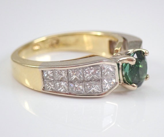 Vintage Green Tourmaline Engagement Ring, Solid 1… - image 5