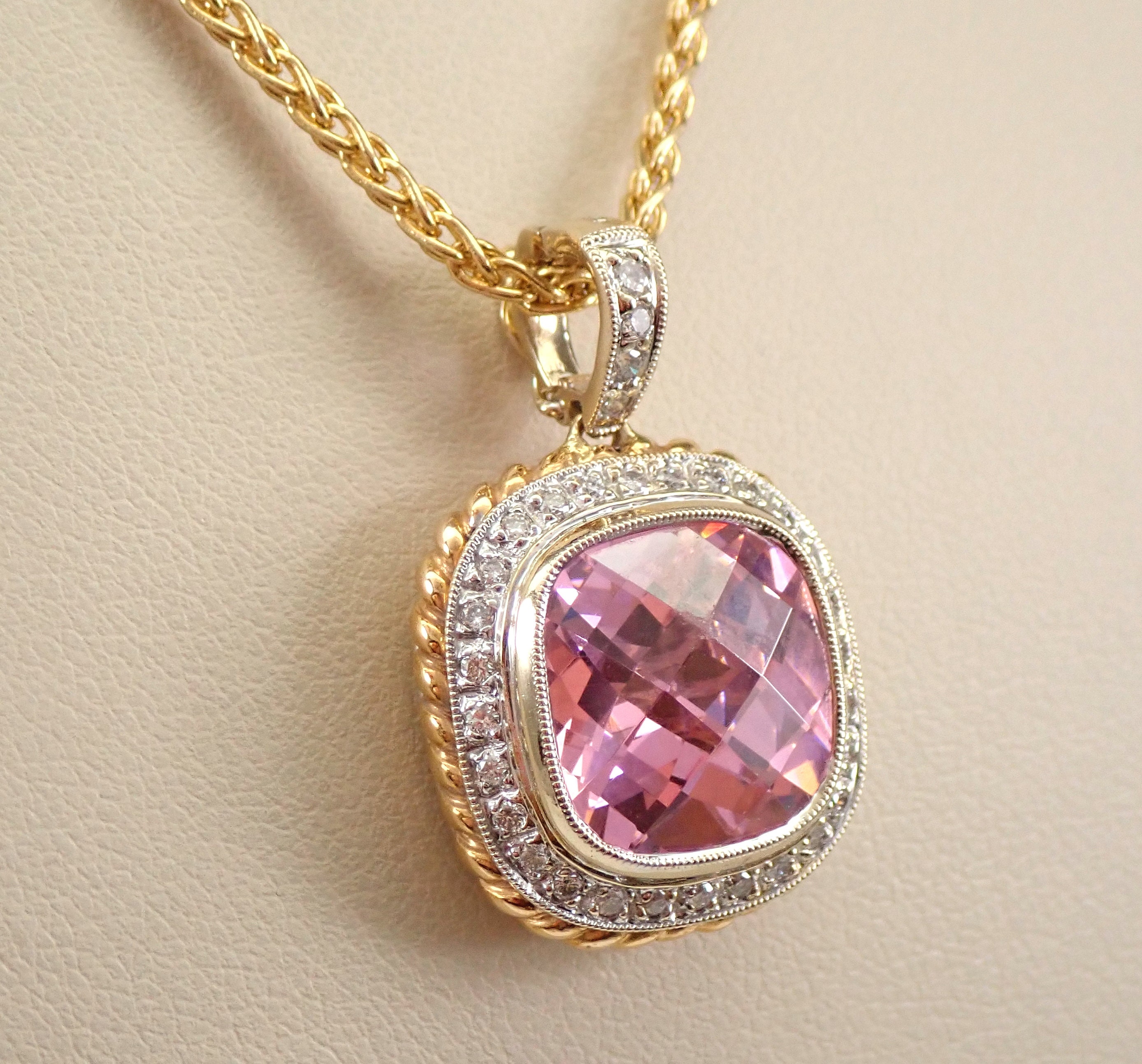 Halo Heart Cut Pink Pendant Necklace – shine of diamond