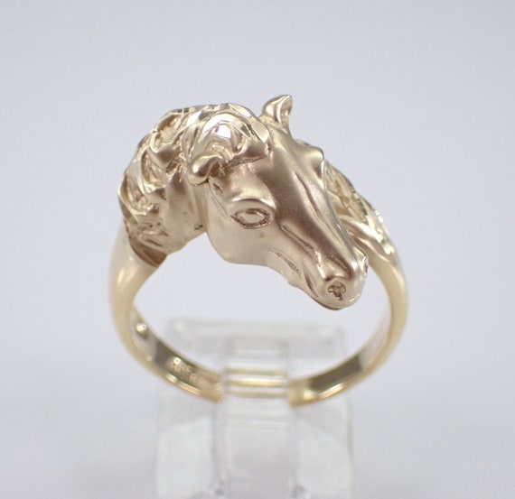 Vintage 14k Yellow Gold Horse Ring - Estate Wraparound Equestrian Jewelry Gift