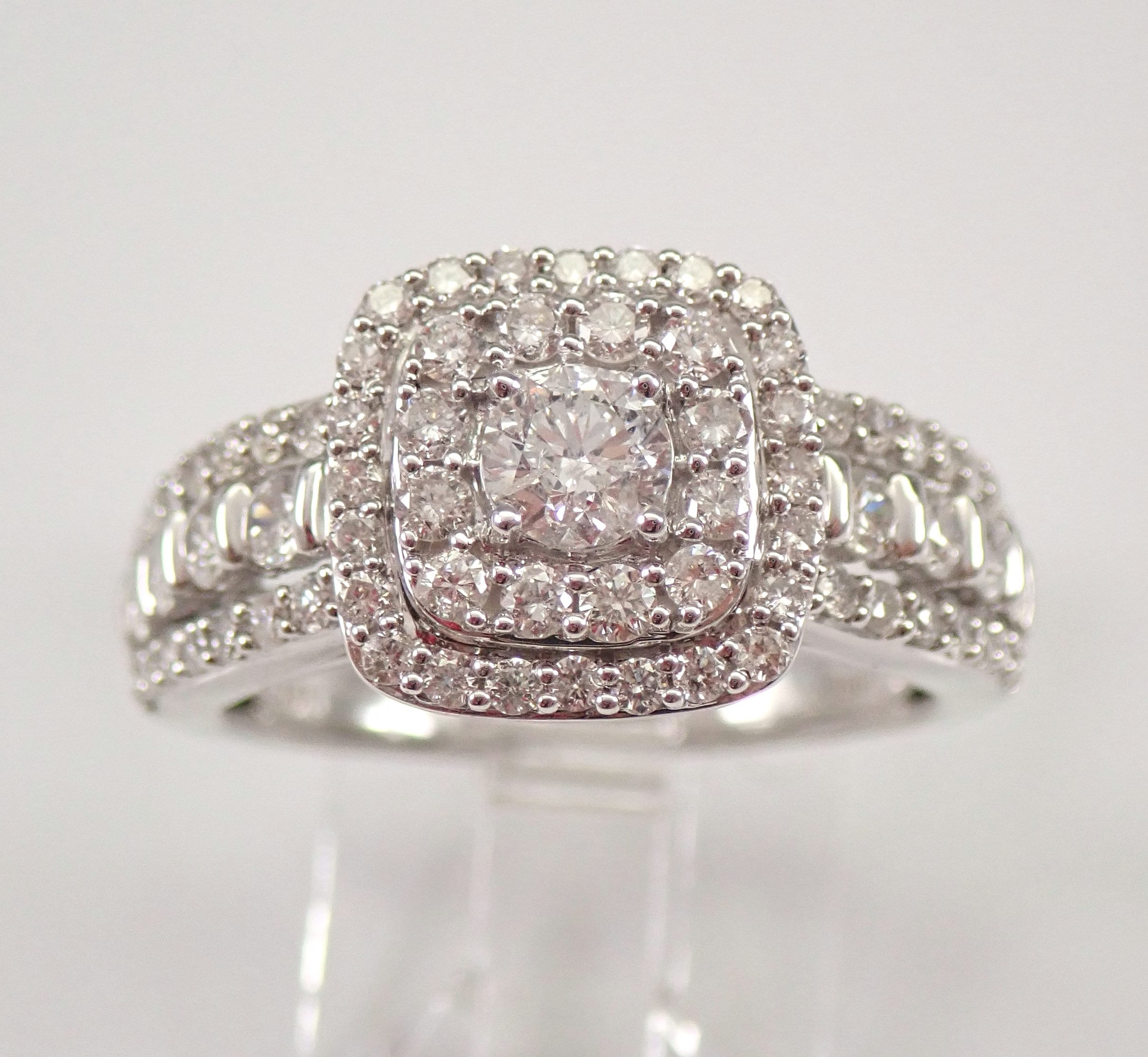 14k White Gold Cushion Center Diamond Complete Promise / Engagement Ring 14k White Gold Cushion Center Diamond Complete Promise / Engagement Ring